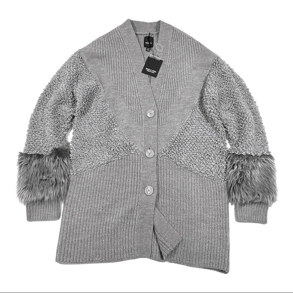 Simply Vera Wang Mixed Media Longline Chunky Cardigan Sweater S / M Gray - Picture 1 of 8